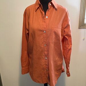 OM & AH Closet Staple Button Down Linen Shirt size Small (sku23)